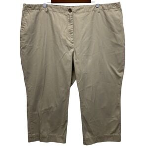 Lands End Women Khaki Capri Pants Elastic Waist Plus Size 24W